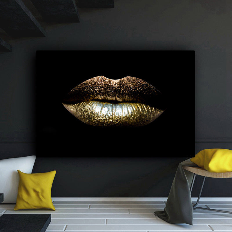 Wall Art Canvas Black And Gold Sexy Lips Canvas Makeup Art Living Room Canvas Picture Home Art Poster