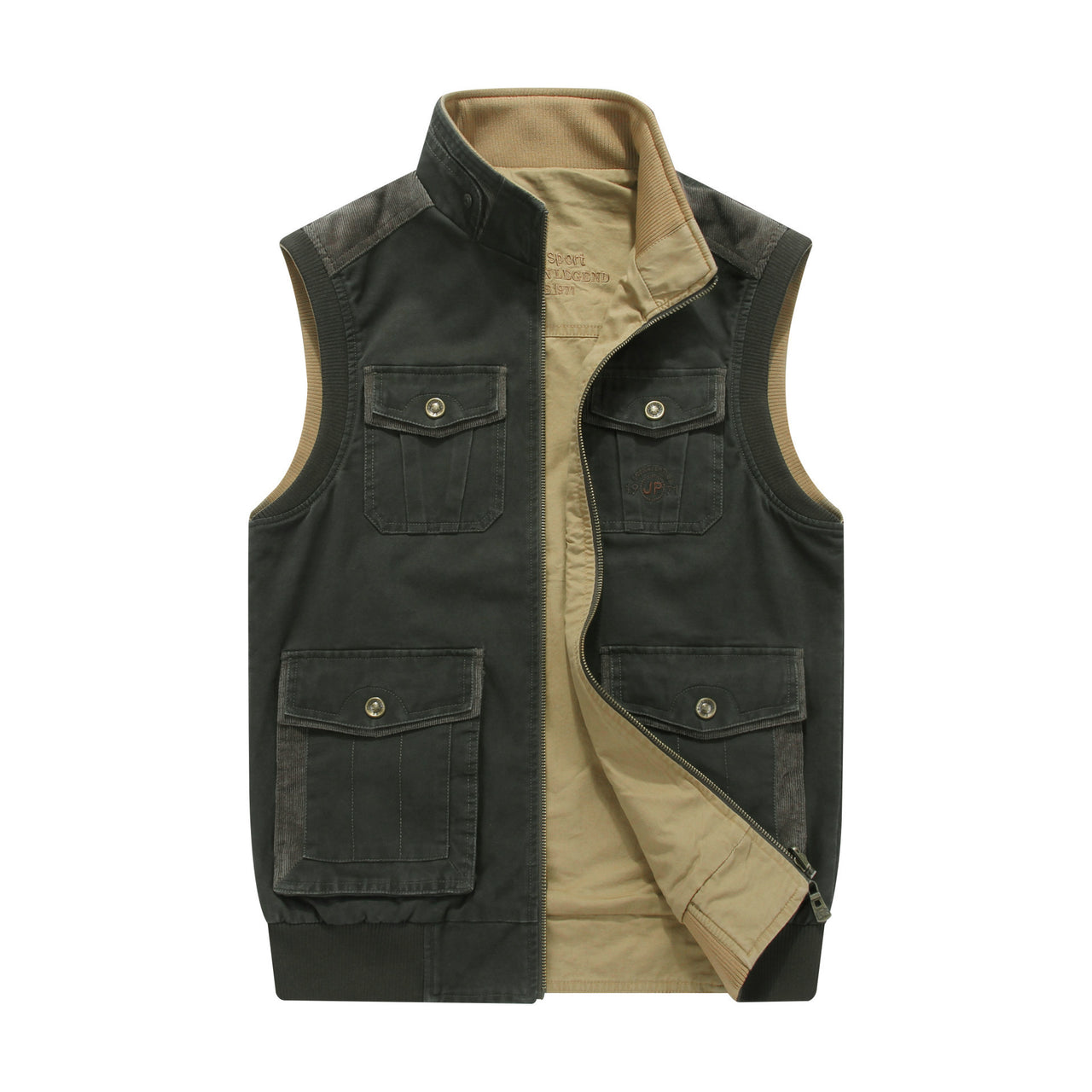 Men's Casual Vest Spring And Autumn Multi-pocket Double-sided Waistcoat Vest Coat