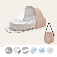 Thumbnail for Baby Crib Multifunctional Folding Newborn Nest Toddler Bed Portable Sun Protection Mosquito Net Infant Camping Bed Travel Cot