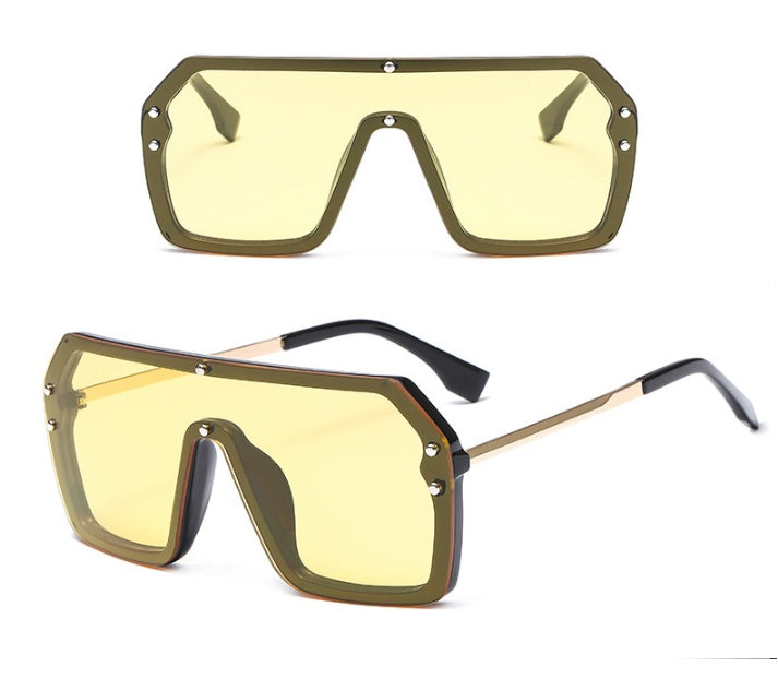 Oversize Sunglasses Fashion Style Square Sun Glasses One Pieces Mirror Lens UV400 Women Men Brands