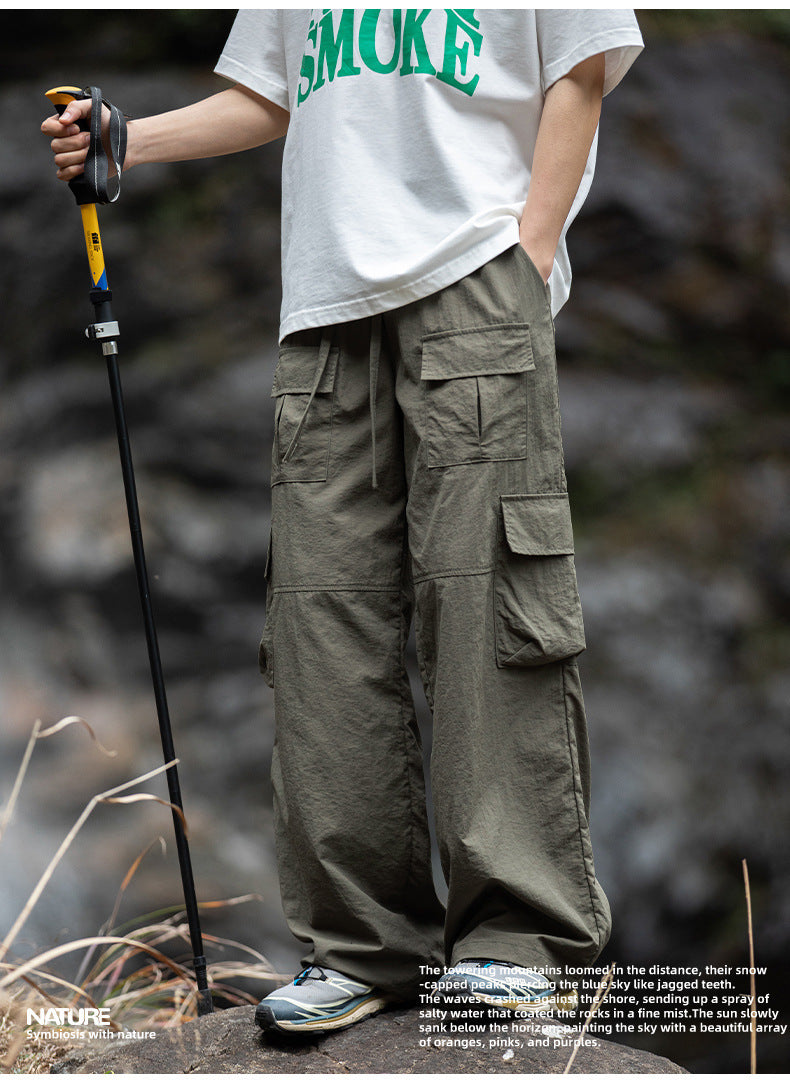 Multi-pocket Design Spring New Drawstring Japanese Outdoor Loose Sports Casual Pants