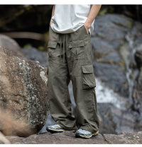 Thumbnail for Multi-pocket Design Spring New Drawstring Japanese Outdoor Loose Sports Casual Pants