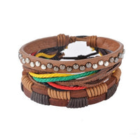 Thumbnail for Leather Bracelet Men Multilayer Bead Bracelet Punk Wrap Bracelets for Women Vintage punk Men Jewelry