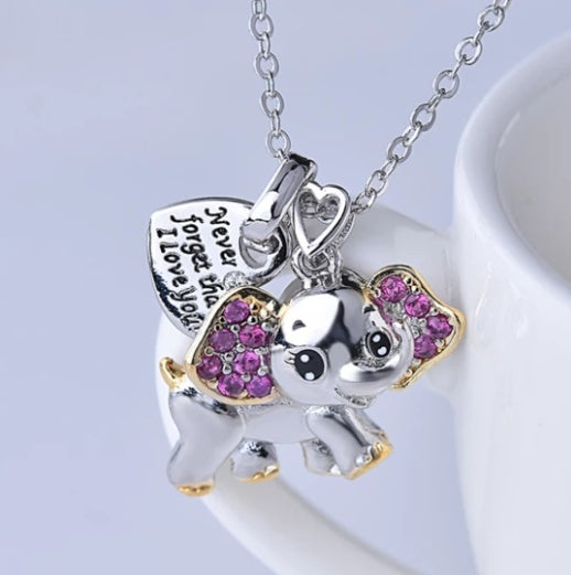 Women Necklace Blue Cute Elephant Necklace Fashion Cartoon Animal Necklaces For Kids Necklaces Jewelry Gifts