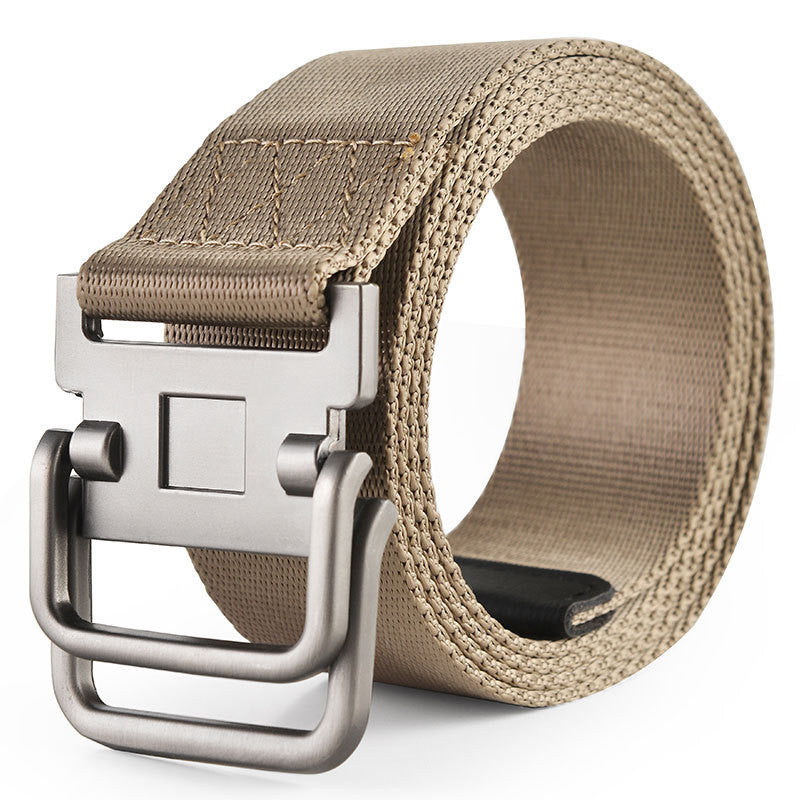 Men's Military Training Belt With Double Buckle Canvas