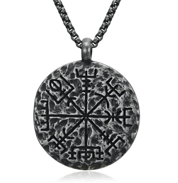 European And American Titanium Steel Men's Retro Viking Myth Pendant Metal Necklace