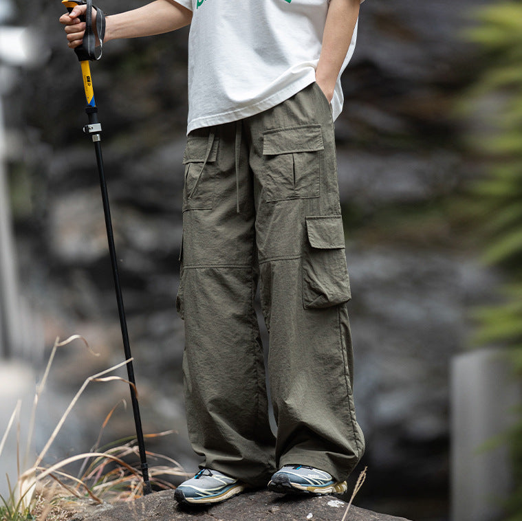 Multi-pocket Design Spring New Drawstring Japanese Outdoor Loose Sports Casual Pants