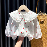 Thumbnail for Girls Shirts Autumn Baby Print Long-sleeved Blouse Doll Shirts Spring and Autumn Clothes Baby Girls Blouse Girl Tops